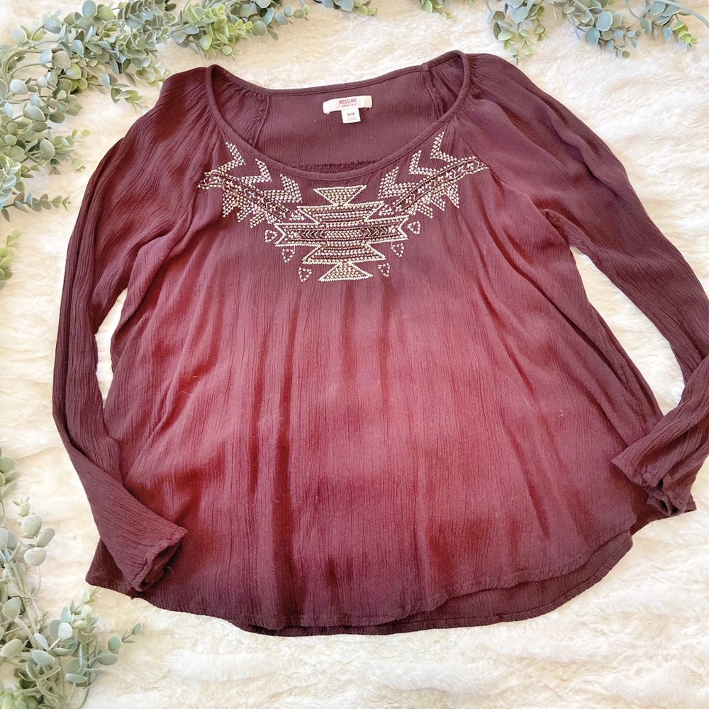 Embroidered woven blouse
